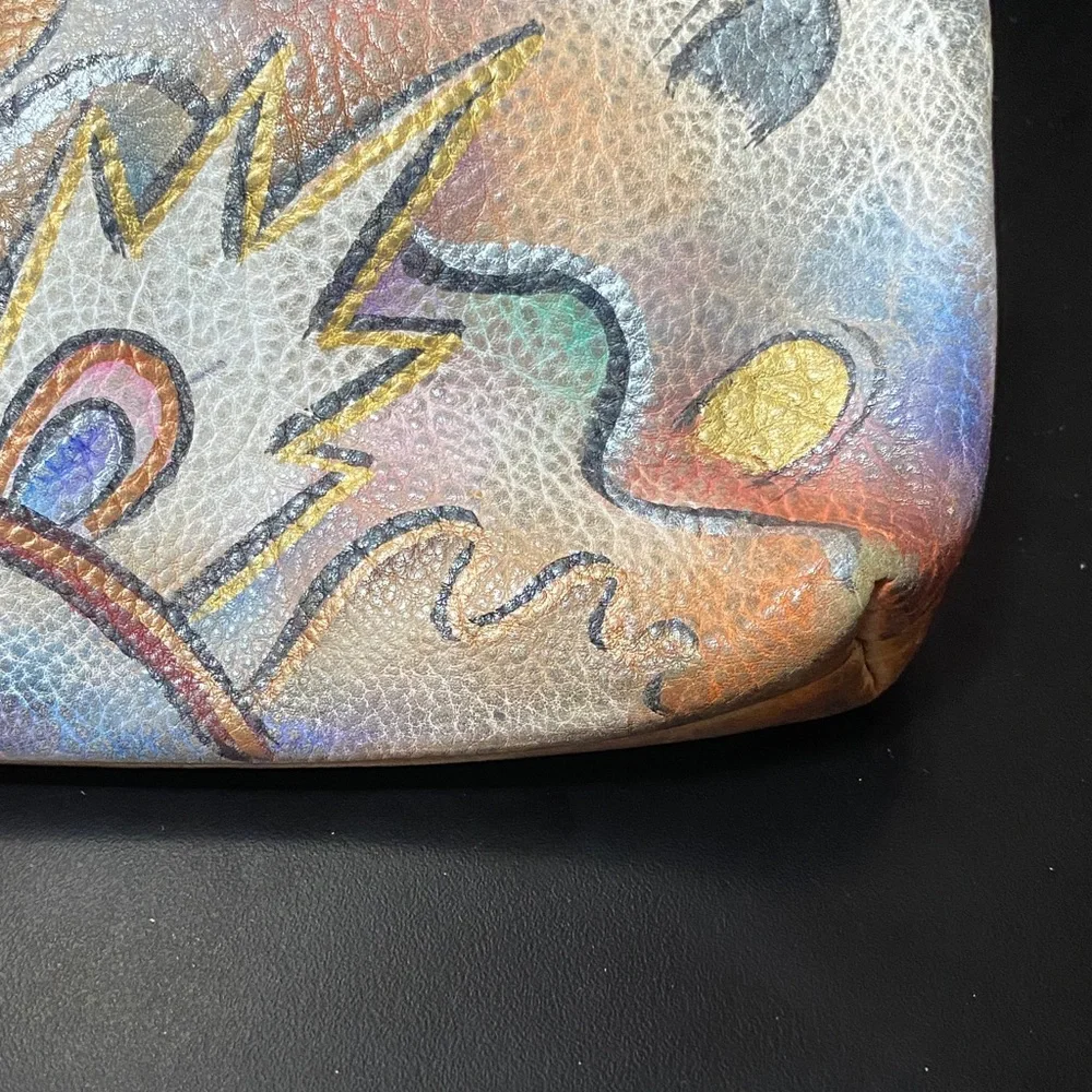 Vintage Sova hand painted Colorful Abstract Patterned makeup signed bag